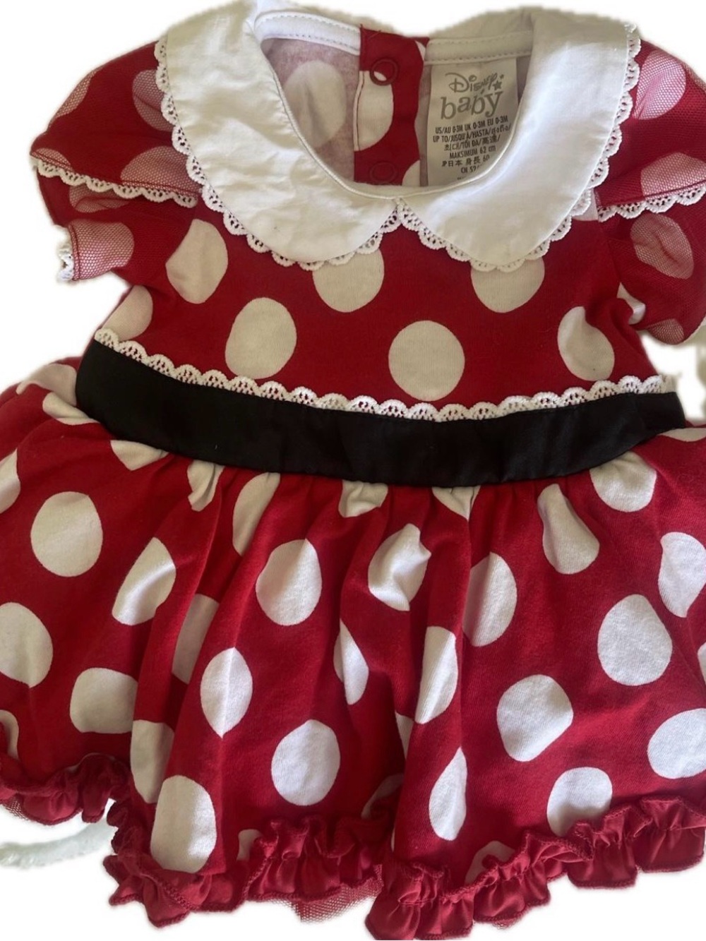 Disney Red and White Polka Dot Minnie-Style Dress with Black Waistband